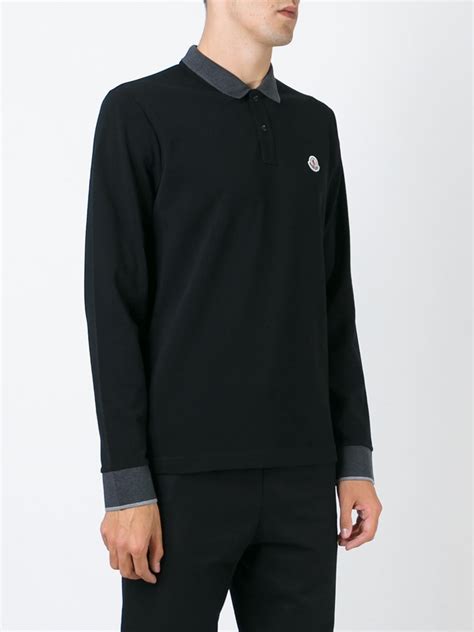 moncler poloshirt|Black Long Sleeve Polo Shirt